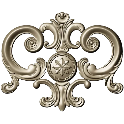 Regal rosette cartouche - STL decorative 3D model for CNC