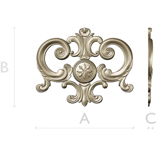 Regal rosette cartouche - STL decorative 3D model for CNC
