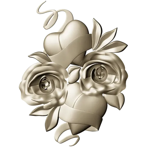 Rose Hearts High-Relief STL for CNC