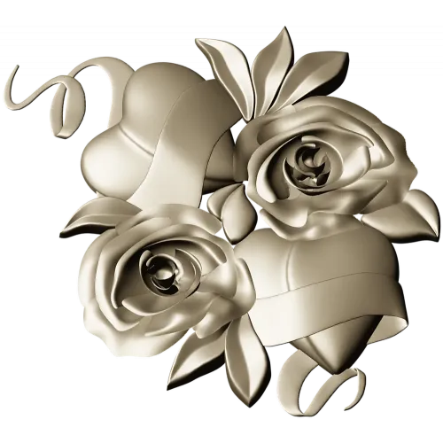 Rose Hearts High-Relief STL for CNC