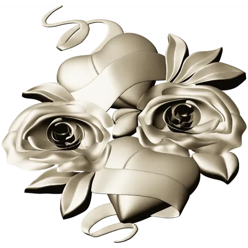 Rose Hearts High-Relief STL for CNC