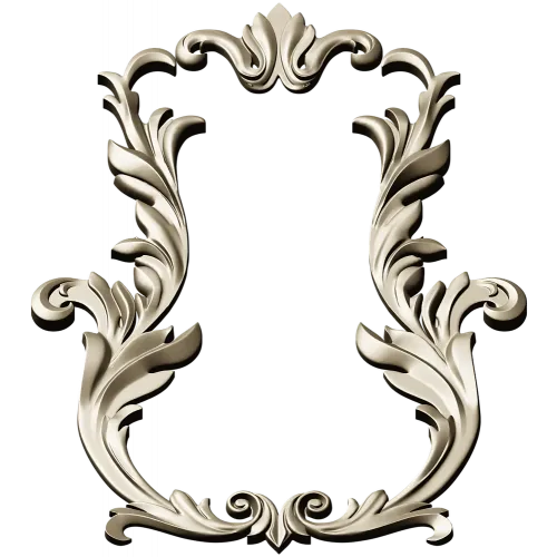 Baroque Acanthus Vertical Cartouche - STL 3D model for CNC