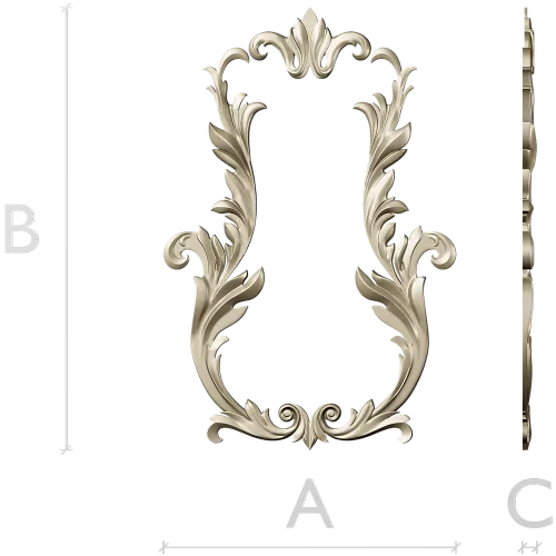 Baroque Acanthus Vertical Cartouche - STL 3D model for CNC