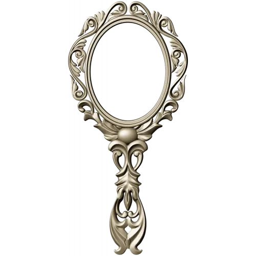 Rococo Oval Hand Mirror Frame 3D STL for CNC