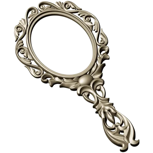 Rococo Oval Hand Mirror Frame 3D STL for CNC