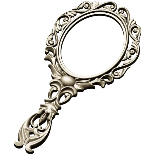 Rococo Oval Hand Mirror Frame 3D STL for CNC