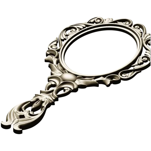 Rococo Oval Hand Mirror Frame 3D STL for CNC