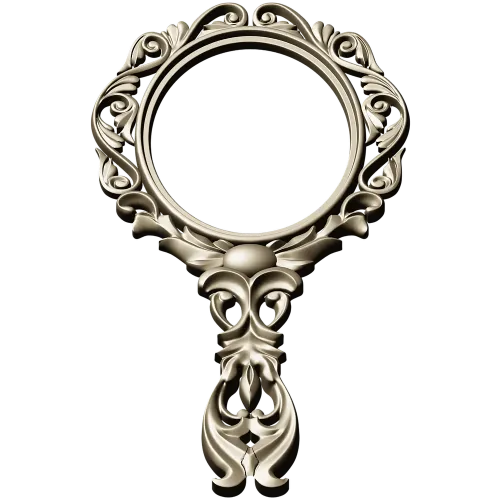 Rococo Oval Hand Mirror Frame 3D STL for CNC