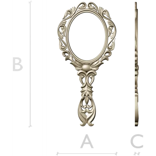 Rococo Oval Hand Mirror Frame 3D STL for CNC