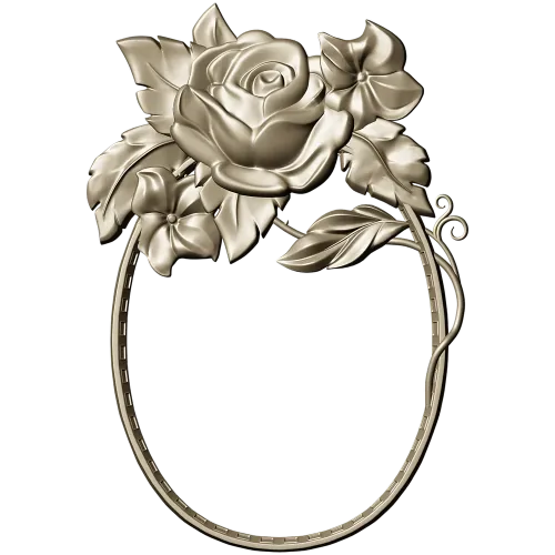Rosecrest Oval - high-relief floral frame STL for CNC