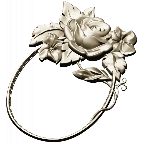 Rosecrest Oval - high-relief floral frame STL for CNC