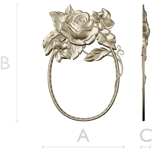 Rosecrest Oval - high-relief floral frame STL for CNC