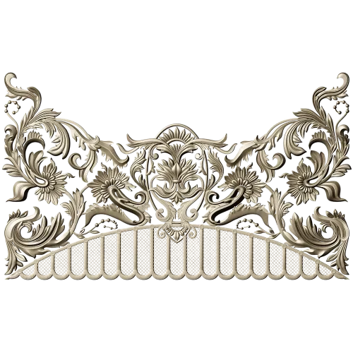 Rocaille Crest STL - decorative 3D model for CNC carving
