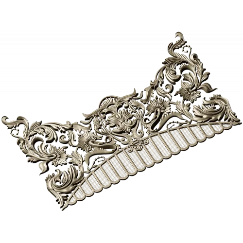 Rocaille Crest STL - decorative 3D model for CNC carving