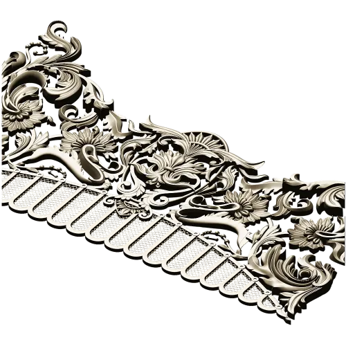 Rocaille Crest STL - decorative 3D model for CNC carving