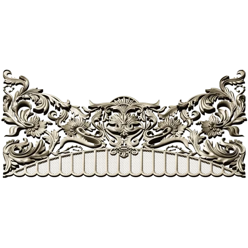 Rocaille Crest STL - decorative 3D model for CNC carving