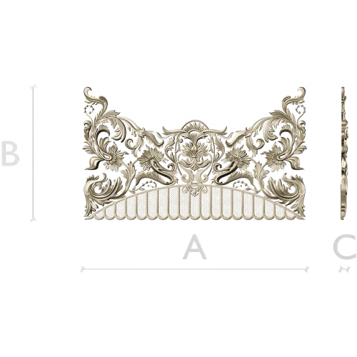 Rocaille Crest STL - decorative 3D model for CNC carving