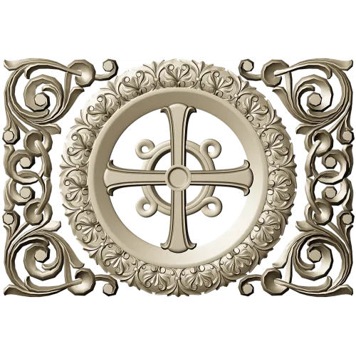 Ornamental Rosette Cross - STL 3D model for CNC router