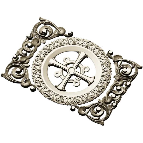 Ornamental Rosette Cross - STL 3D model for CNC router