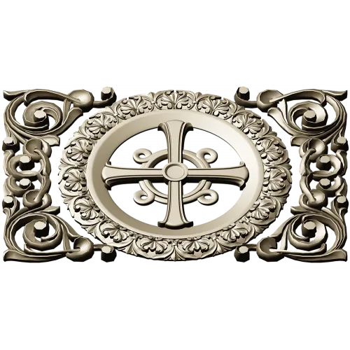 Ornamental Rosette Cross - STL 3D model for CNC router