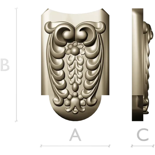 Florentine Acanthus Cartouche - STL 3D Model for CNC