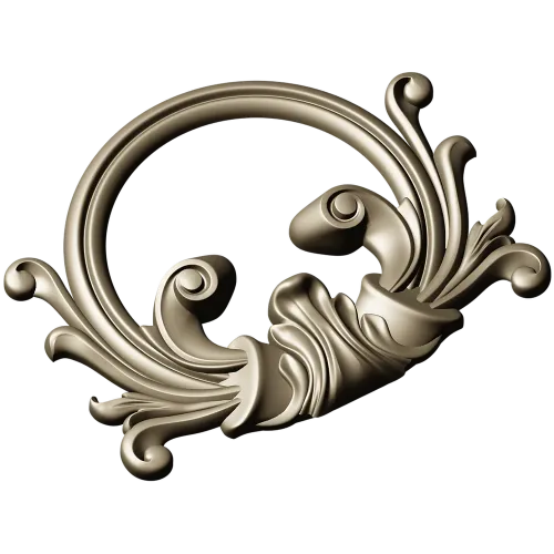 Rococo Acanthus Cartouche 3D STL for CNC