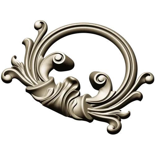 Rococo Acanthus Cartouche 3D STL for CNC