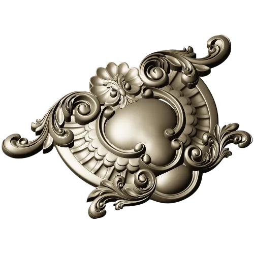 Rococo Cartouche STL for CNC Router - Ornamental Central Panel