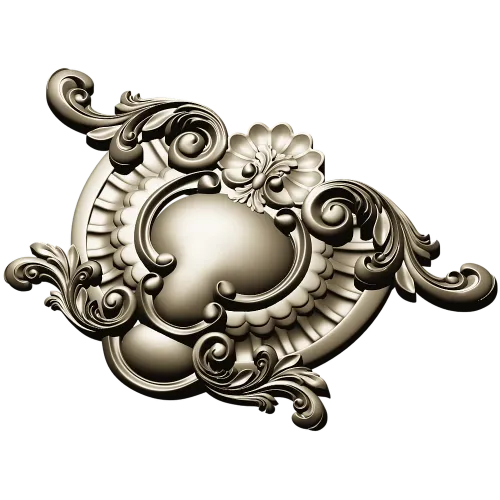 Rococo Cartouche STL for CNC Router - Ornamental Central Panel