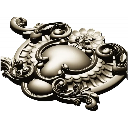 Rococo Cartouche STL for CNC Router - Ornamental Central Panel