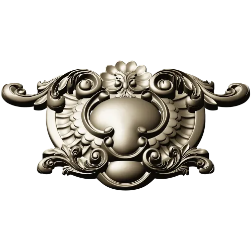 Rococo Cartouche STL for CNC Router - Ornamental Central Panel