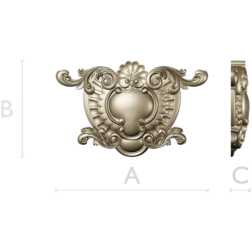 Rococo Cartouche STL for CNC Router - Ornamental Central Panel