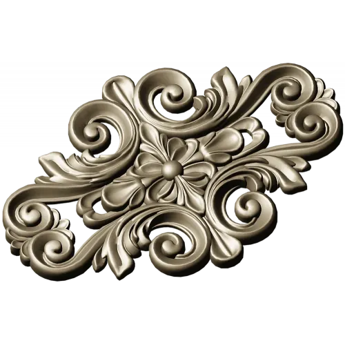 Rococo Floral Cartouche STL 3D Model for CNC
