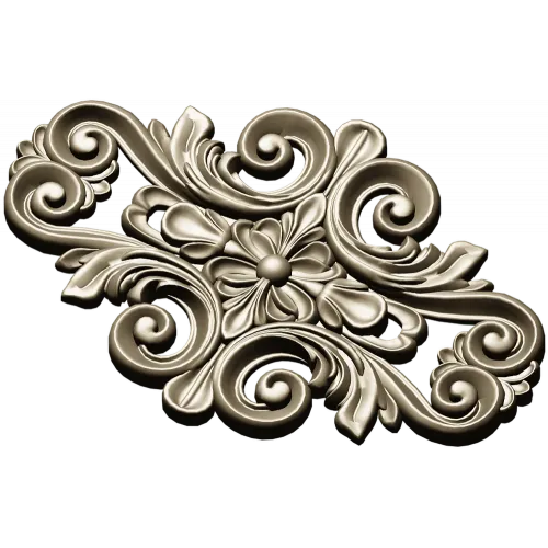 Rococo Floral Cartouche STL 3D Model for CNC