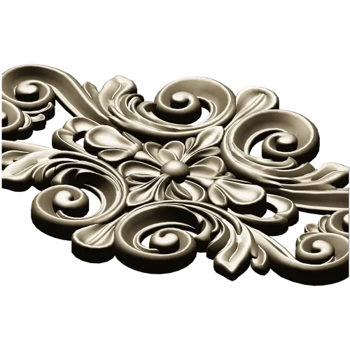 Rococo Floral Cartouche STL 3D Model for CNC