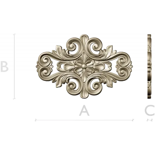 Rococo Floral Cartouche STL 3D Model for CNC