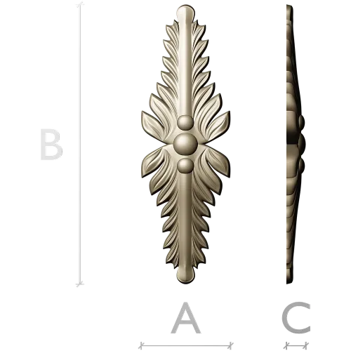 Vertical Acanthus Applique - STL 3D model for CNC