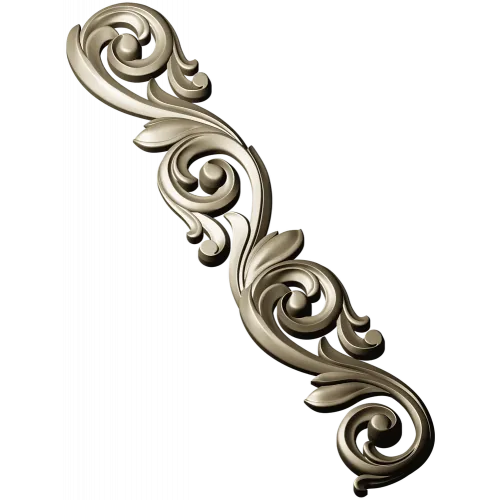 Acanthus Scroll STL 3D Model for CNC - Vertical Decorative Applique