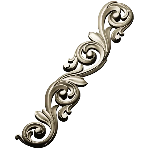 Acanthus Scroll STL 3D Model for CNC - Vertical Decorative Applique