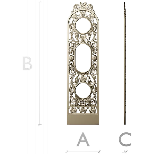 Ornate Vertical Panel STL - Decorative 3D Model for CNC