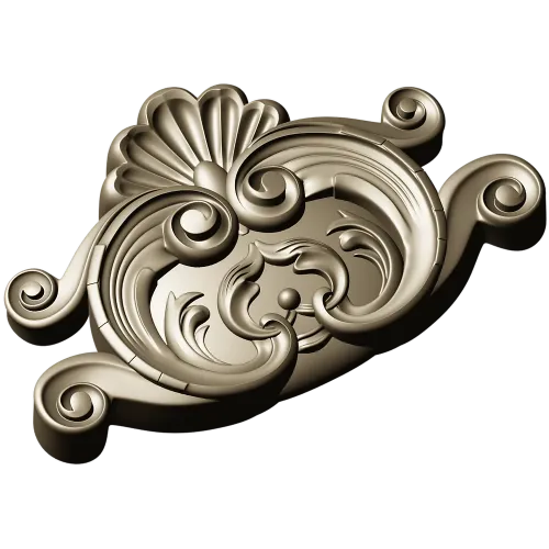 Rococo Shell Cartouche STL for CNC