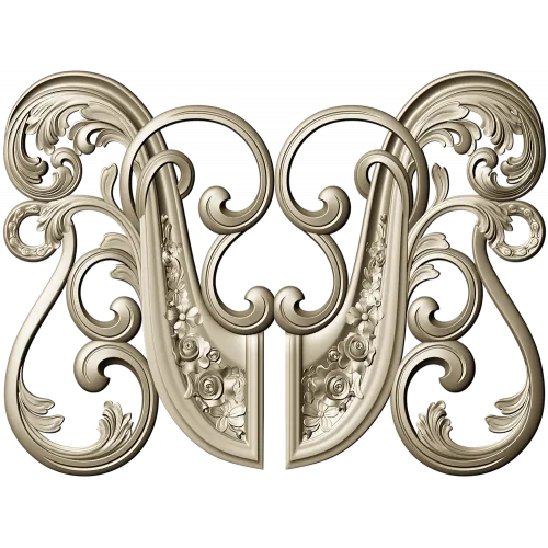 Rococo Floral Cartouche 3D model STL for CNC