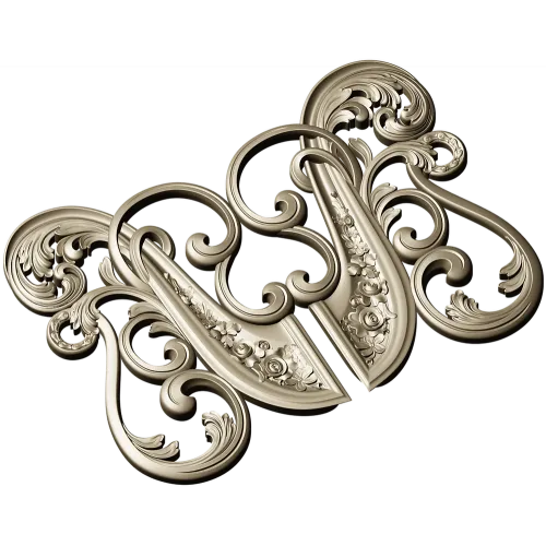 Rococo Floral Cartouche 3D model STL for CNC
