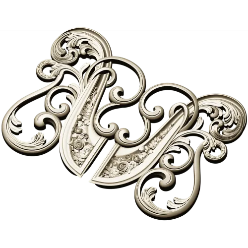Rococo Floral Cartouche 3D model STL for CNC