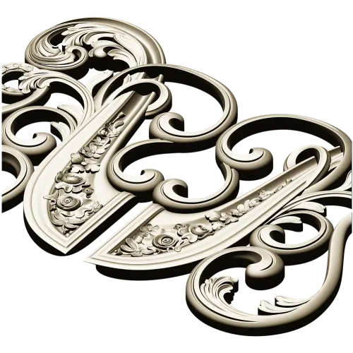 Rococo Floral Cartouche 3D model STL for CNC