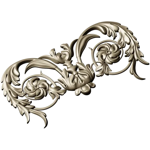 Rococo Floral Cartouche STL for CNC