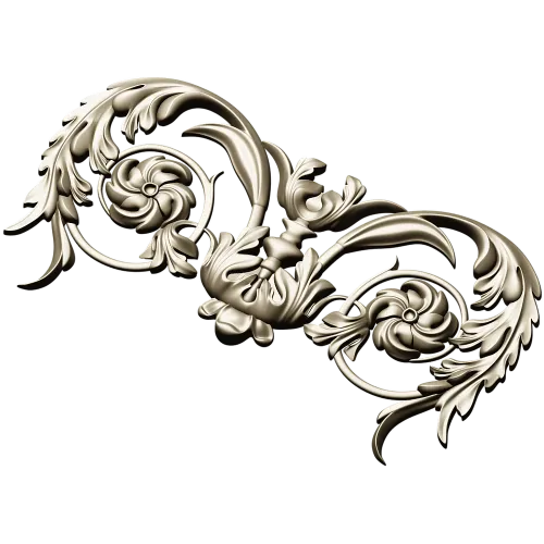 Rococo Floral Cartouche STL for CNC