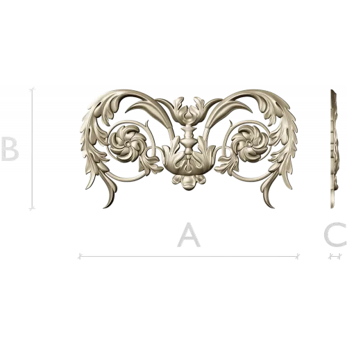 Rococo Floral Cartouche STL for CNC