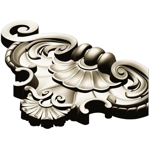 Baroque Shell Cartouche STL