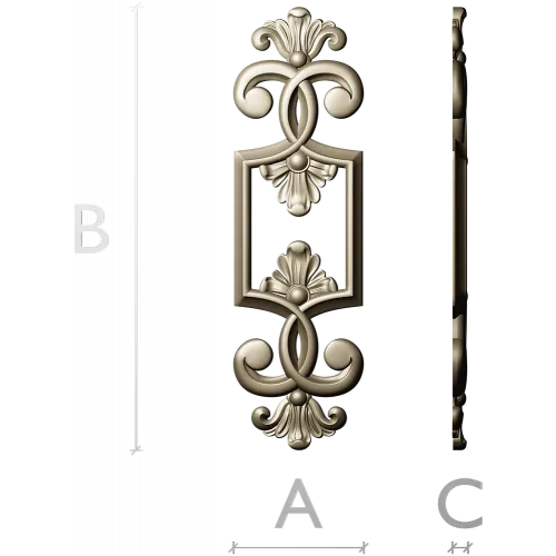 Regal Palmette Cartouche - STL 3D Model for CNC